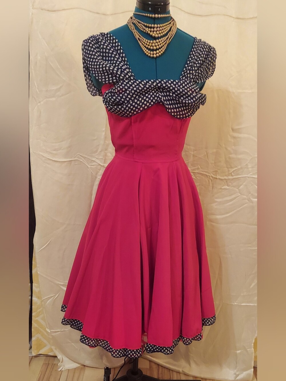 RockSteady Circle Skirt Swing Dress w/Polka Dot Bodice